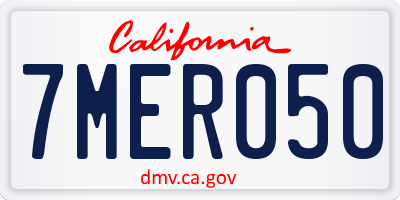 CA license plate 7MER050