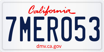 CA license plate 7MER053