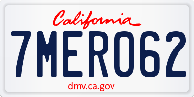 CA license plate 7MER062