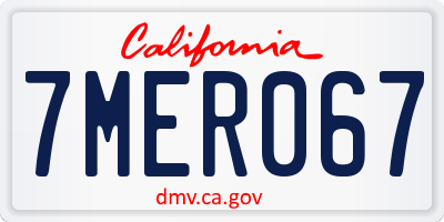 CA license plate 7MER067