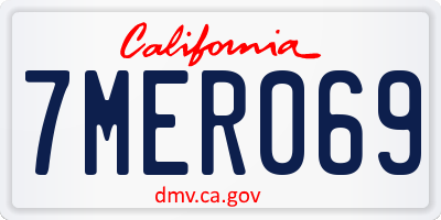 CA license plate 7MER069