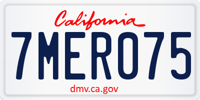 CA license plate 7MER075