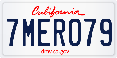 CA license plate 7MER079