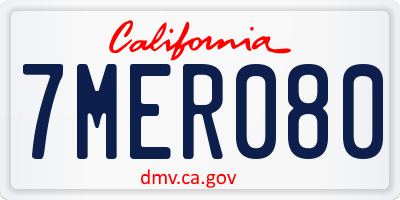 CA license plate 7MER080