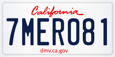 CA license plate 7MER081