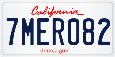 CA license plate 7MER082
