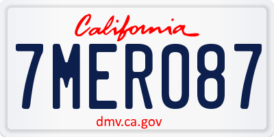 CA license plate 7MER087