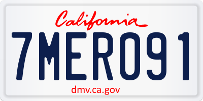 CA license plate 7MER091