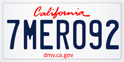 CA license plate 7MER092