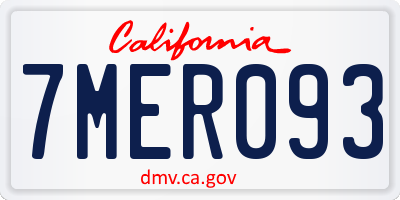 CA license plate 7MER093