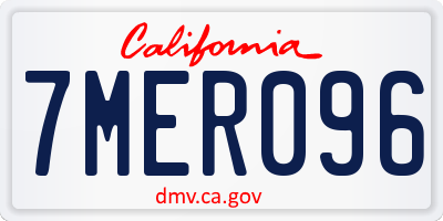 CA license plate 7MER096