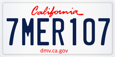 CA license plate 7MER107