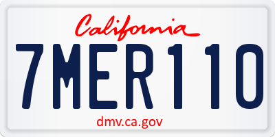 CA license plate 7MER110