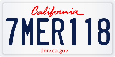 CA license plate 7MER118