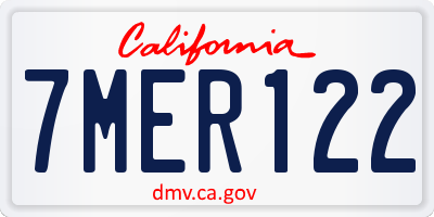 CA license plate 7MER122