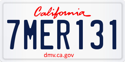 CA license plate 7MER131