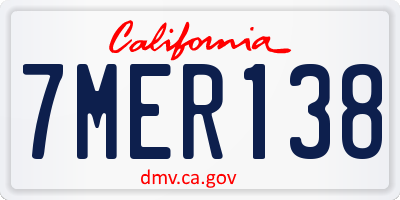 CA license plate 7MER138