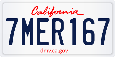 CA license plate 7MER167
