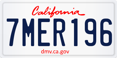 CA license plate 7MER196