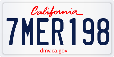 CA license plate 7MER198