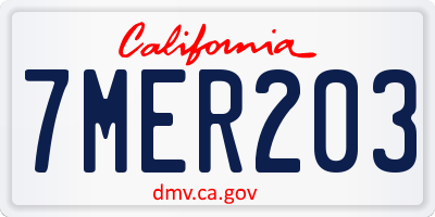 CA license plate 7MER203