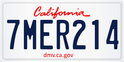 CA license plate 7MER214