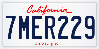 CA license plate 7MER229