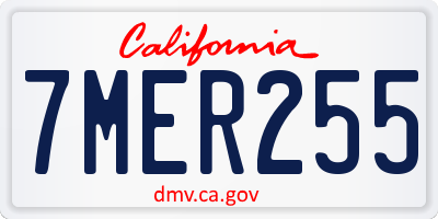 CA license plate 7MER255