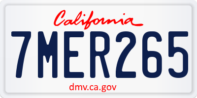 CA license plate 7MER265