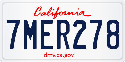 CA license plate 7MER278