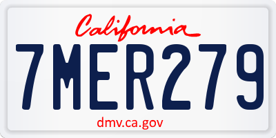 CA license plate 7MER279