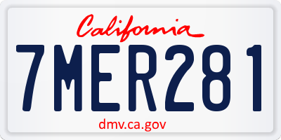 CA license plate 7MER281