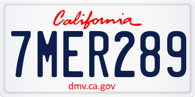 CA license plate 7MER289