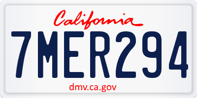 CA license plate 7MER294
