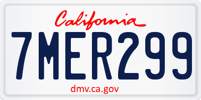 CA license plate 7MER299