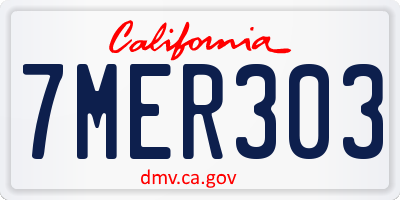 CA license plate 7MER303