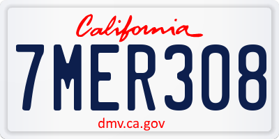 CA license plate 7MER308