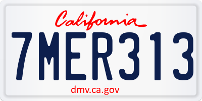 CA license plate 7MER313