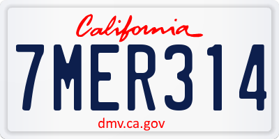 CA license plate 7MER314