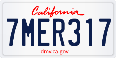 CA license plate 7MER317