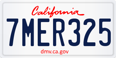 CA license plate 7MER325