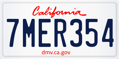 CA license plate 7MER354