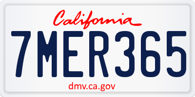 CA license plate 7MER365