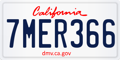 CA license plate 7MER366