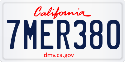 CA license plate 7MER380