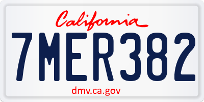 CA license plate 7MER382