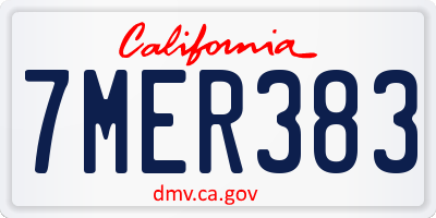 CA license plate 7MER383