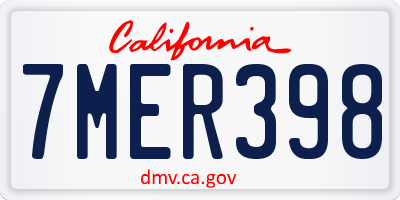 CA license plate 7MER398