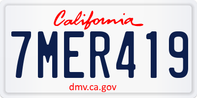 CA license plate 7MER419