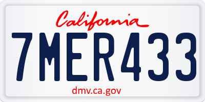 CA license plate 7MER433
